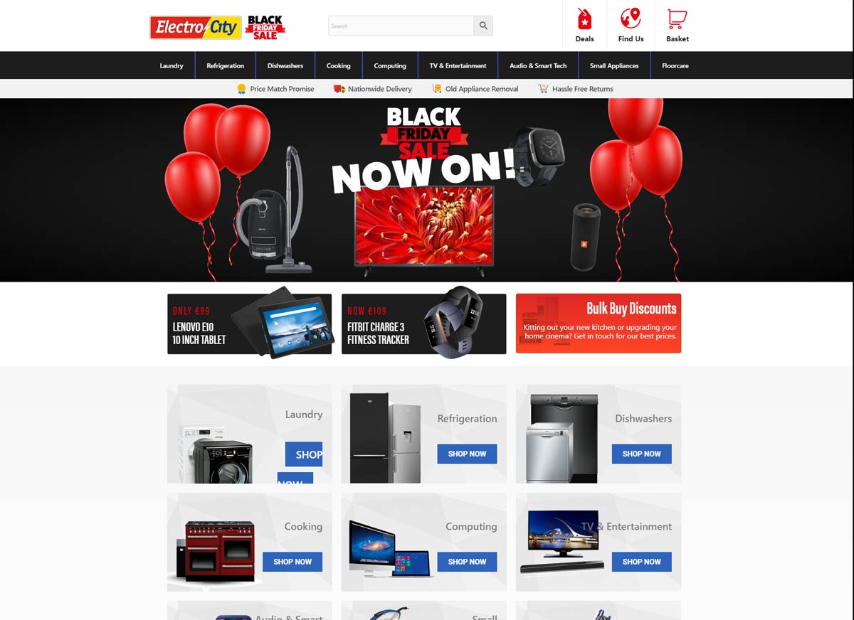 Electrocity website homepage desktop design