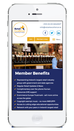 Retail Excellence website homepage mobile design