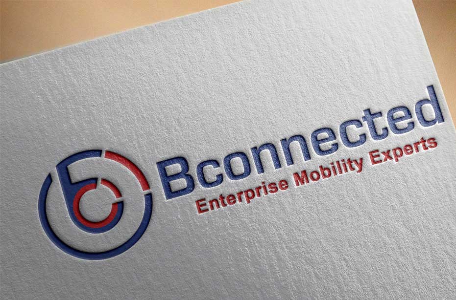 Detailed photograph of the BConnected logo printed on card